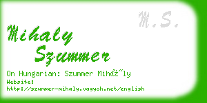 mihaly szummer business card